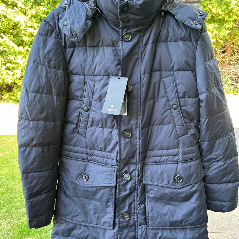 Massimo Dutti Dark Blue Puffer Jacket